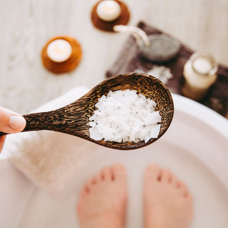 feet in a salt bath